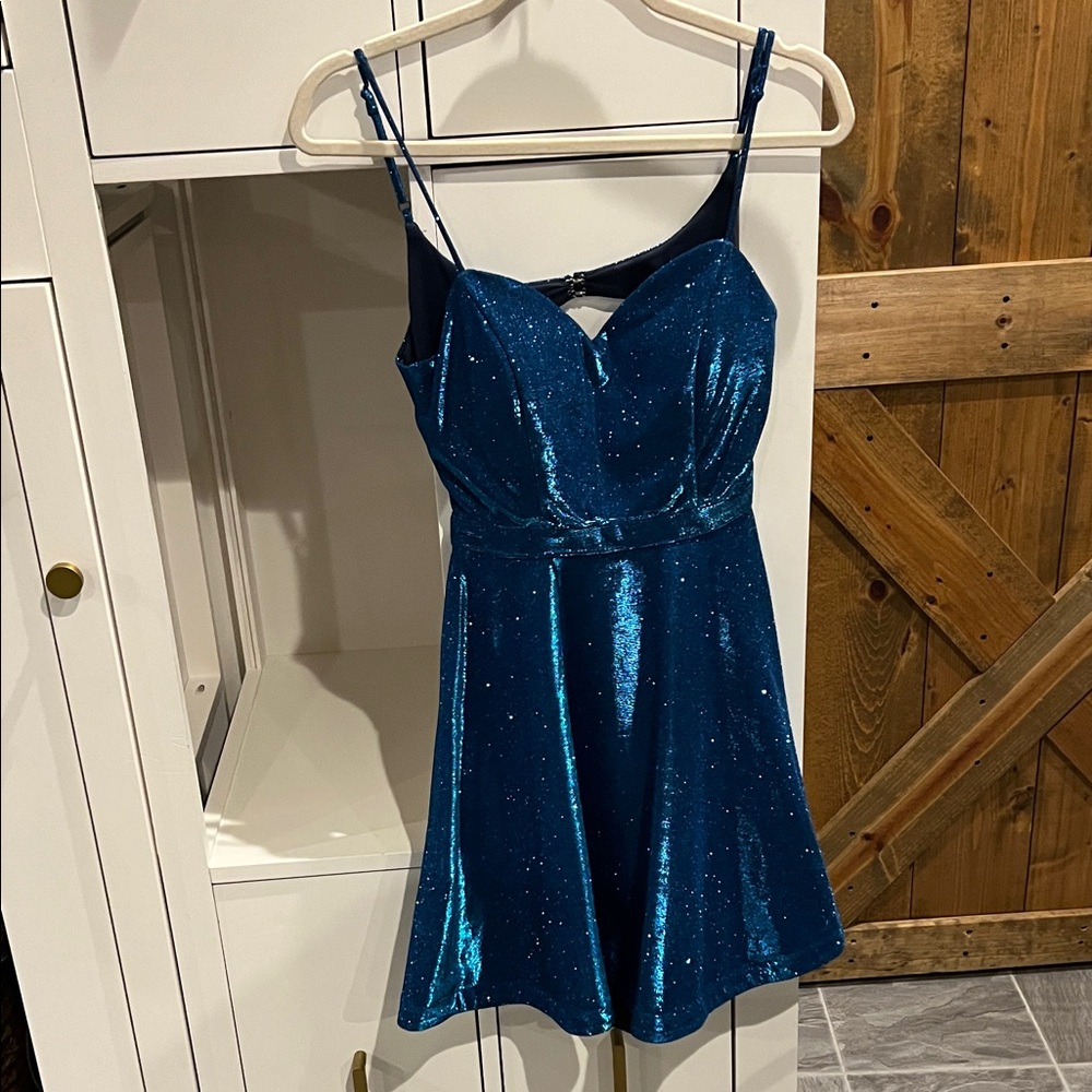 Sparkling Blue Mini Dress